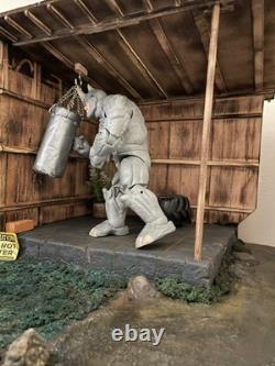 112 Modular Urban Abandoned Shack Diorama. Utility Electric Pole. Camp Fire