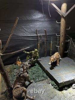 112 Modular Urban Abandoned Shack Diorama. Utility Electric Pole. Camp Fire