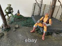 112 Modular Urban Abandoned Shack Diorama. Utility Electric Pole. Camp Fire