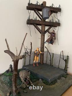 112 Modular Urban Abandoned Shack Diorama. Utility Electric Pole. Camp Fire