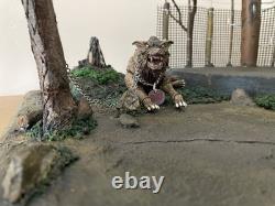 112 Modular Urban Abandoned Shack Diorama. Utility Electric Pole. Camp Fire