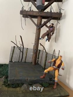 112 Modular Urban Abandoned Shack Diorama. Utility Electric Pole. Camp Fire