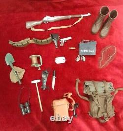 1964 Hasbro GI JOE 21x Originals rare, Gun, Knife, Phone, backpack, Ammo belt + box