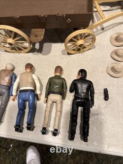 1966 BONANZA ALL 4 Action Figures With Horses BEN, JOE, HOSS, OUTLAW Wagon MORE