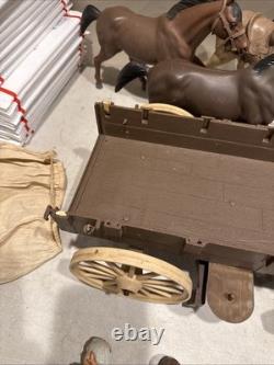 1966 BONANZA ALL 4 Action Figures With Horses BEN, JOE, HOSS, OUTLAW Wagon MORE