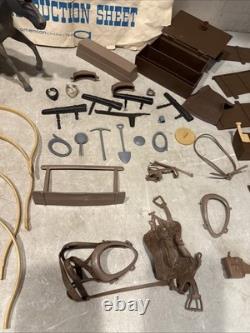 1966 BONANZA ALL 4 Action Figures With Horses BEN, JOE, HOSS, OUTLAW Wagon MORE