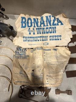 1966 BONANZA ALL 4 Action Figures With Horses BEN, JOE, HOSS, OUTLAW Wagon MORE