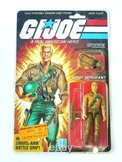 1983 Hasbro Gi Joe First Sergeant Duke V1 Peach Card Mosc + Acrylic Case