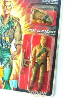 1983 Hasbro Gi Joe First Sergeant Duke V1 Peach Card Mosc + Acrylic Case