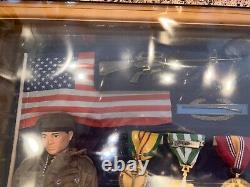 BIG BOX! Vintage GI Joe Green Beret Figure in WOODEN DISPLAY CABINET! Action Man