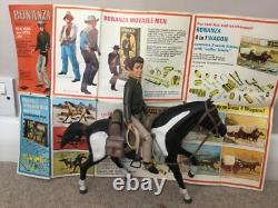Bonanza Little Joe action figure and horse. Vintage. Made by Palitoy
