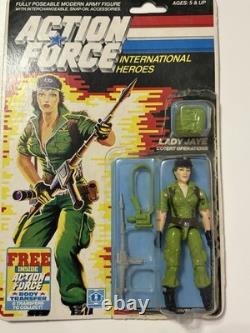 Vintage 1985 GI Joe action force figure Lady Jaye. Complete. With backing card